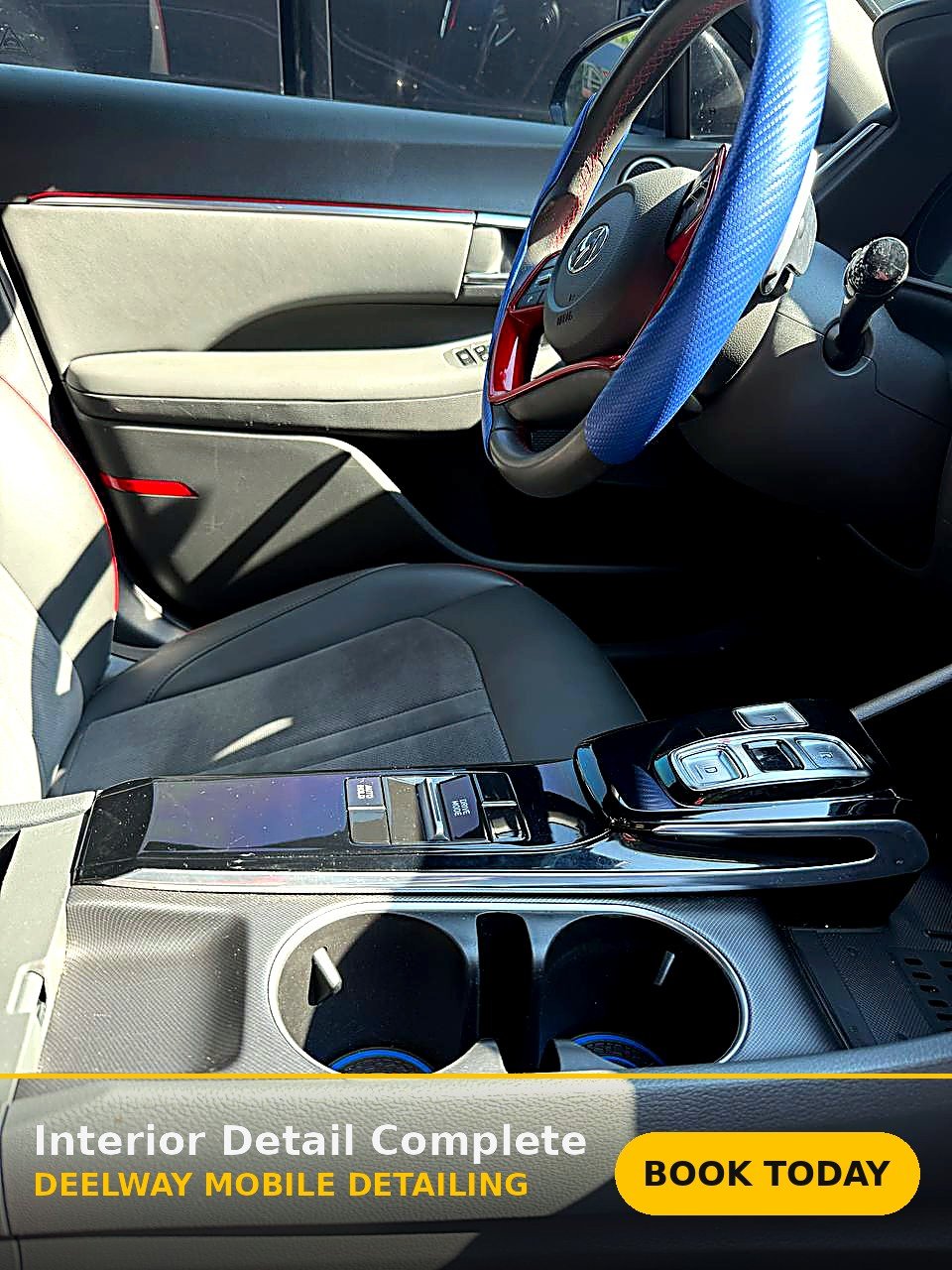 A vehicle dashboard detailed by the Betelmir mobile detailing team