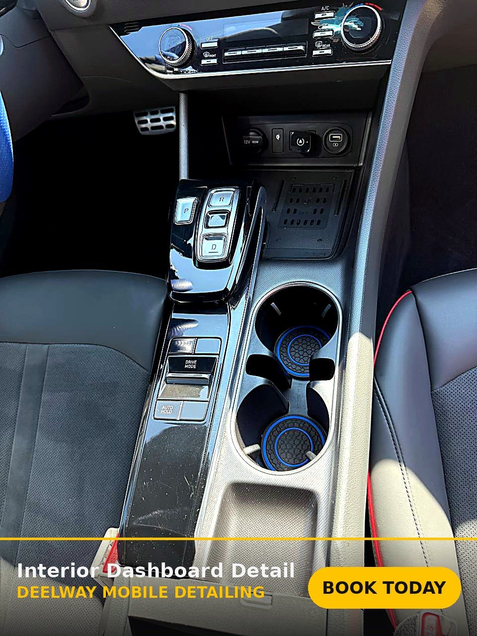 A vehicle dashboard detailed by the Betelmir mobile detailing team