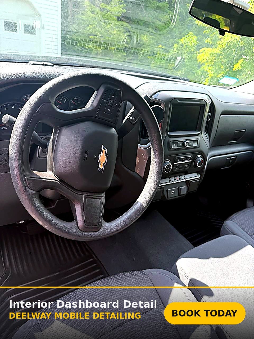 A vehicle dashboard detailed by the Betelmir mobile detailing team