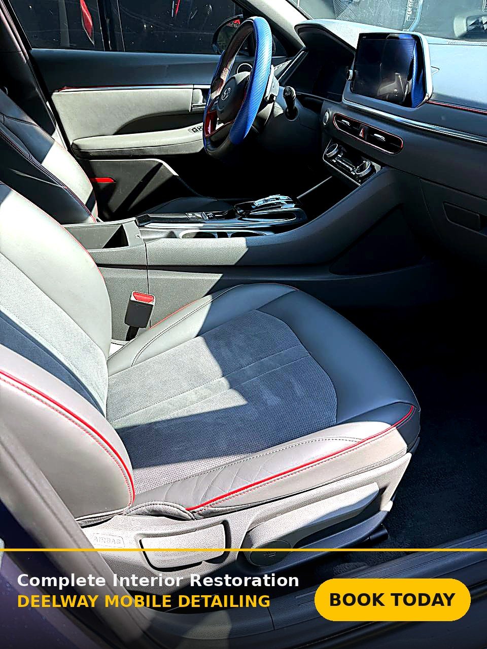 A vehicle interior detailed by the Betelmir mobile detailing team