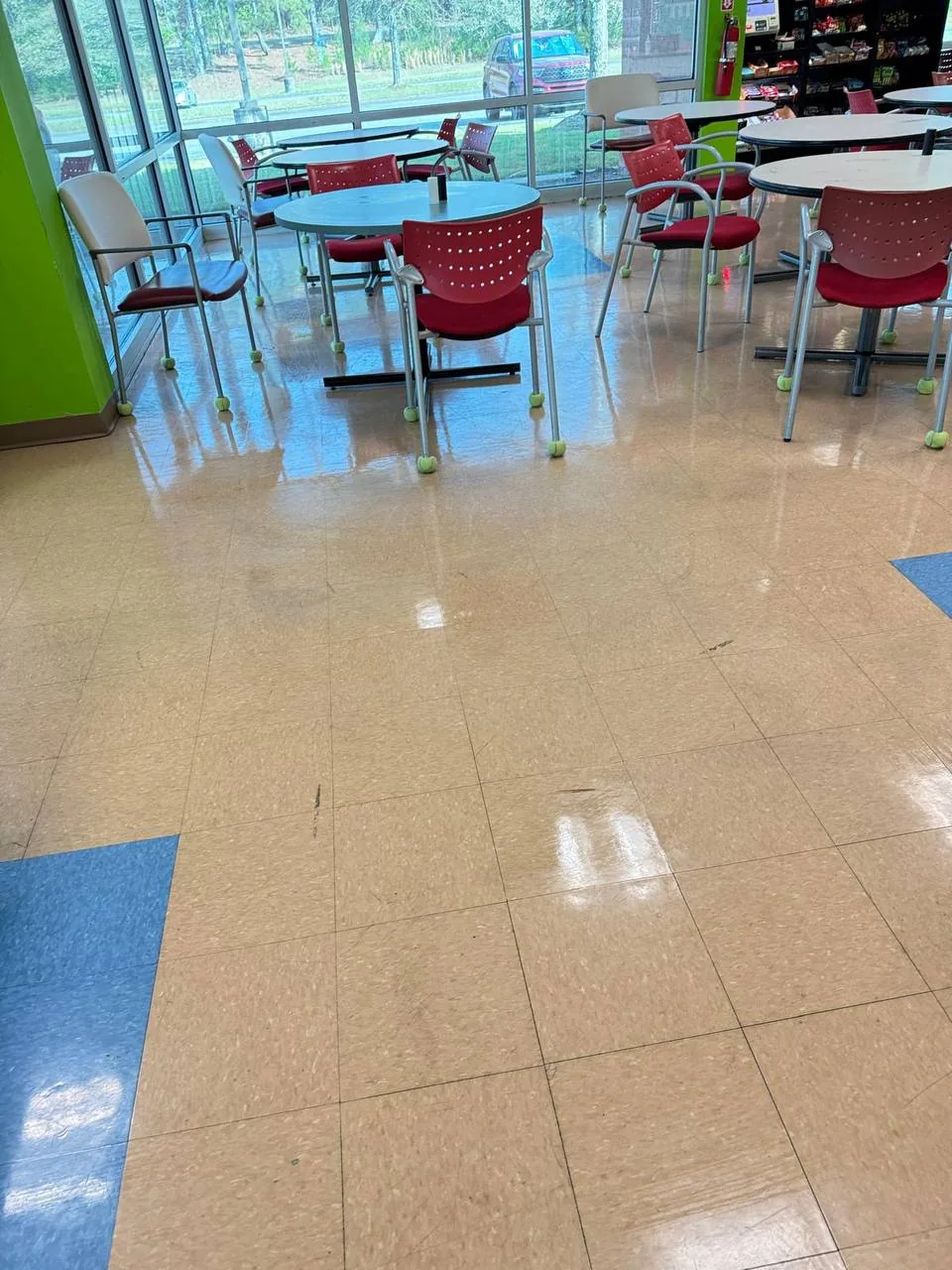 A cleaned commercial cafeteria