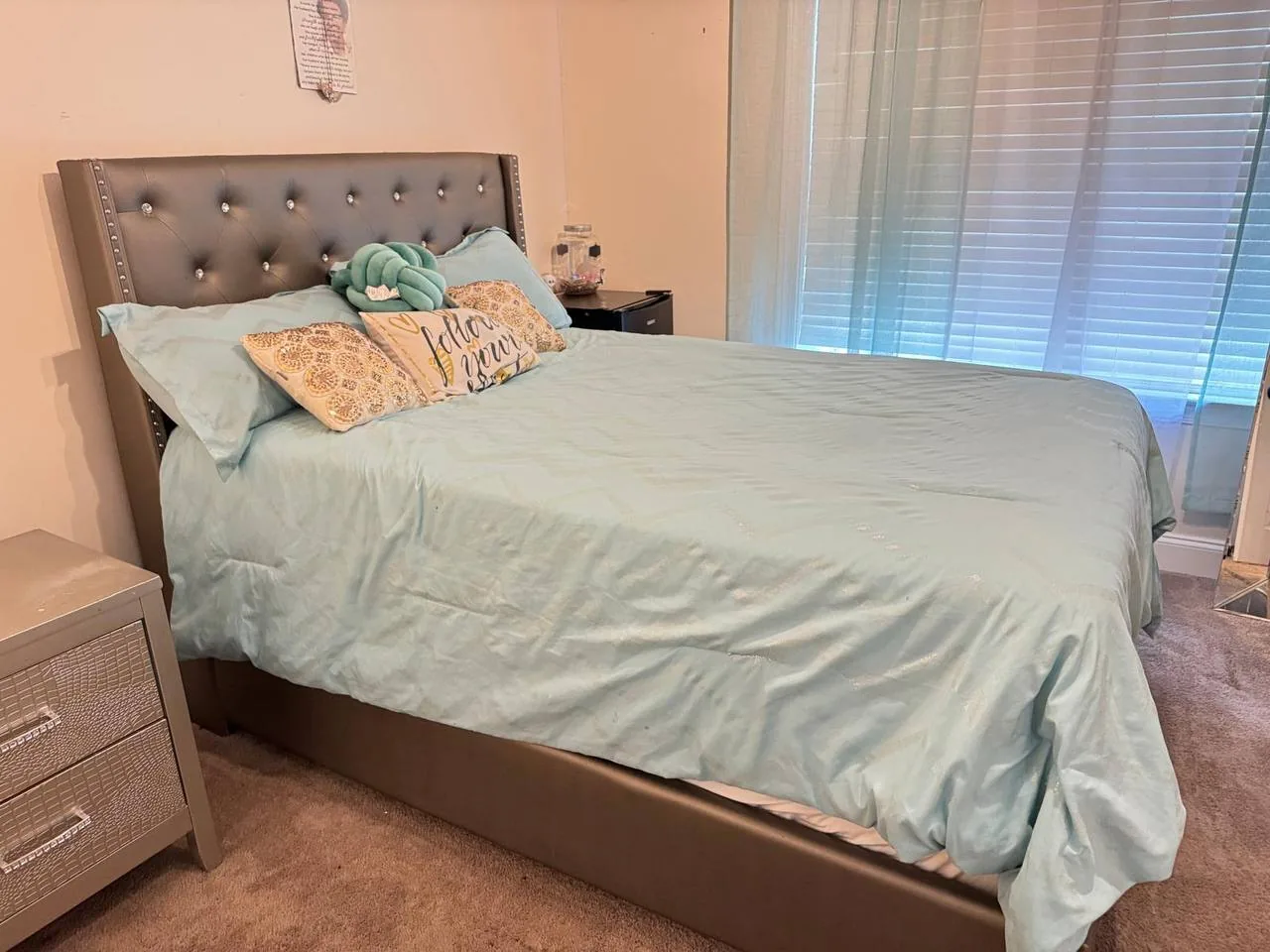 A cleaned bedroom